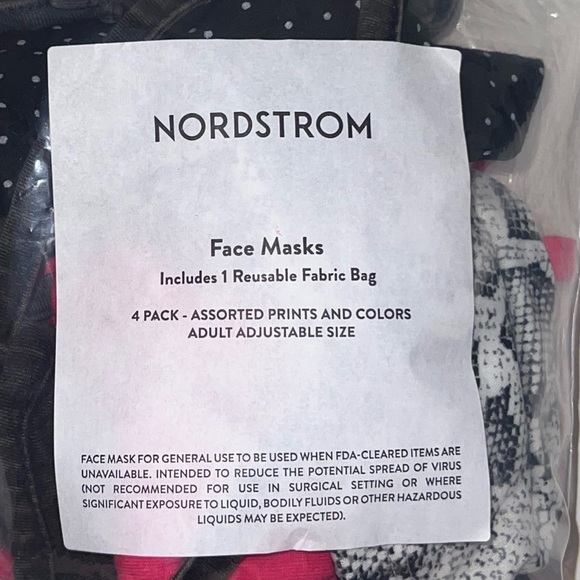 Nordstrom- Adult adjustable face mask set of 4 - Picture 2 of 3